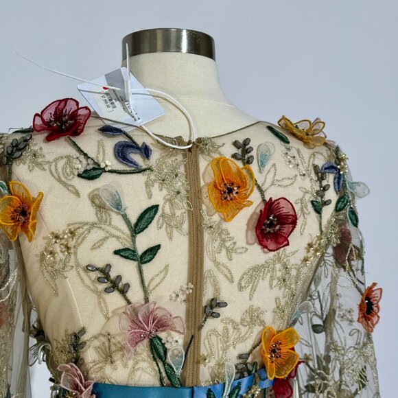 Brand New US 8 MARCHESA Embroidered Organza Floral Evening Gown - Picture 8 of 13